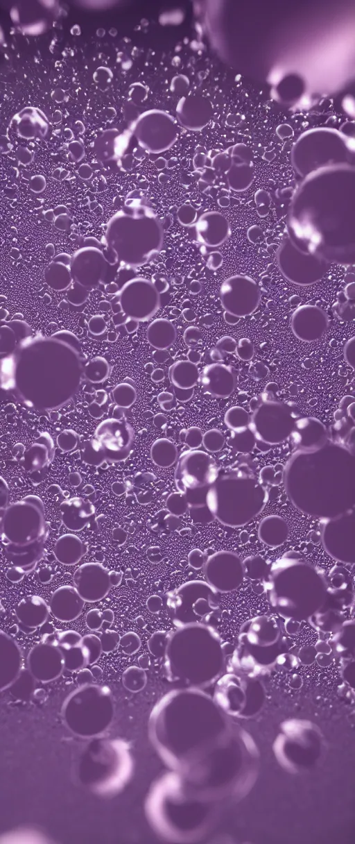 Image similar to purple bubbles octane render, hyper realistic, 4 k, intricate detail, vivid, colorful, water, condensation