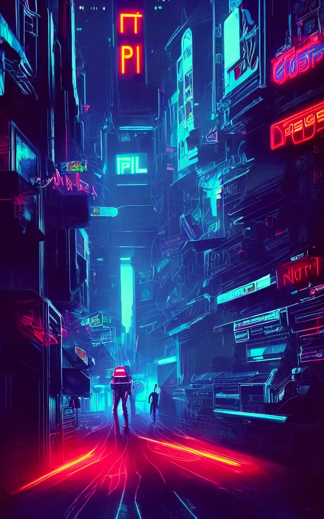 Image similar to concept art of daft punk at a magnificent dark neon futuristic cyberpunk city bustling street at night cyberart by liam wong in the film akira rendered in octane, 3 d render, trending on cgsociety, blender 3 d