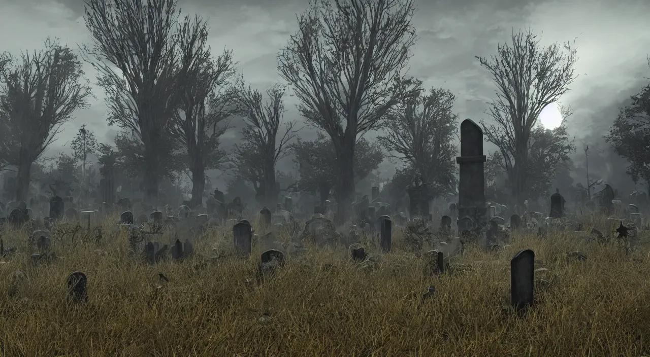 Prompt: haunted graveyard unreal engine