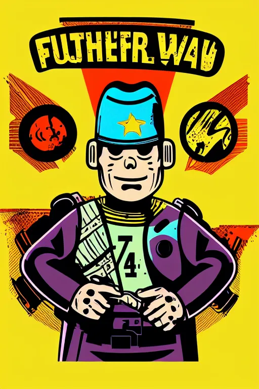 Image similar to fallout 7 6 retro futurist illustration art by butcher billy, sticker, colorful, illustration, highly detailed, simple, smooth and clean vector curves, no jagged lines, vector art, smooth andy warhol style