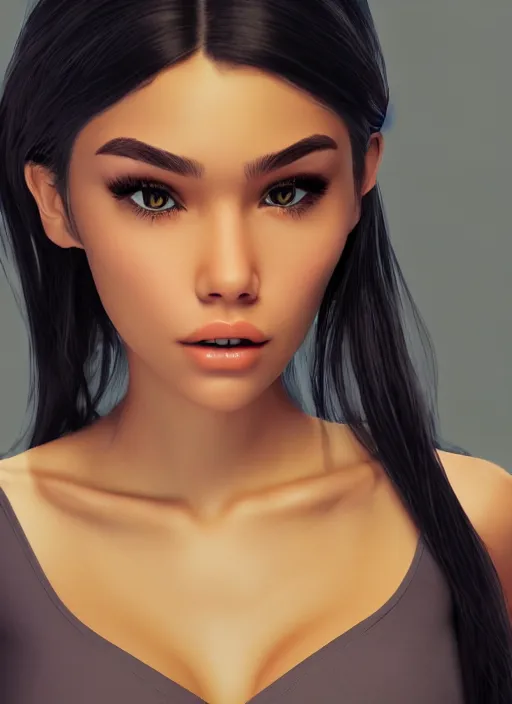 Image similar to Madison Beer as a video game character, digital art, unreal engine, unreal engine render, blender render, render, 4k, coherent