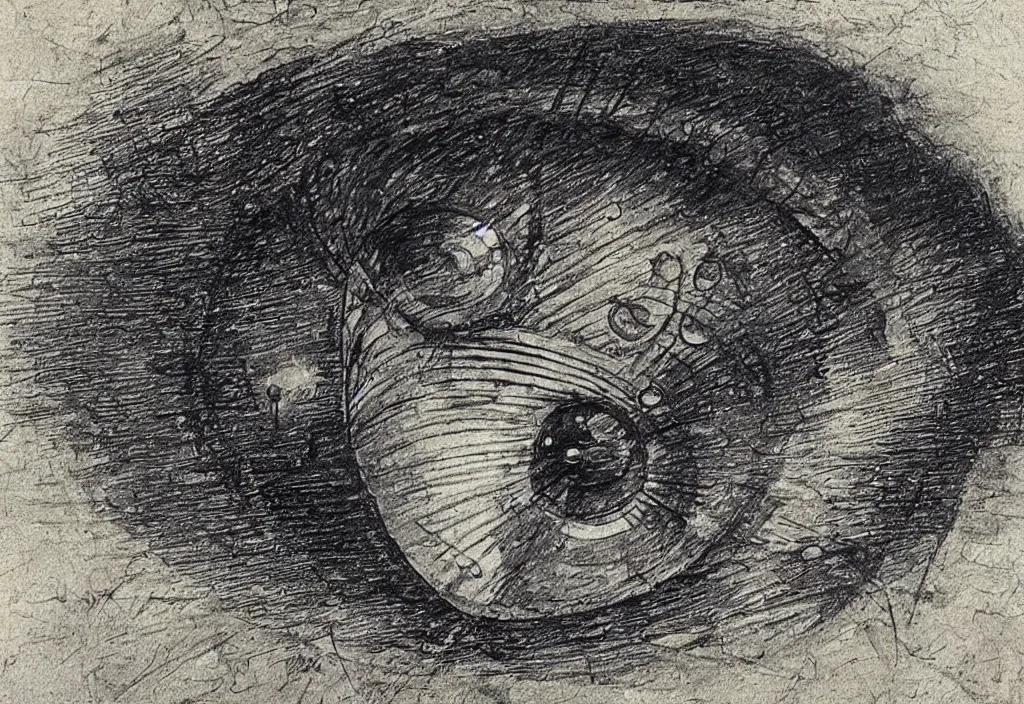 Image similar to very detailed sketch of a cosmic mystic eye by leonardo davinci