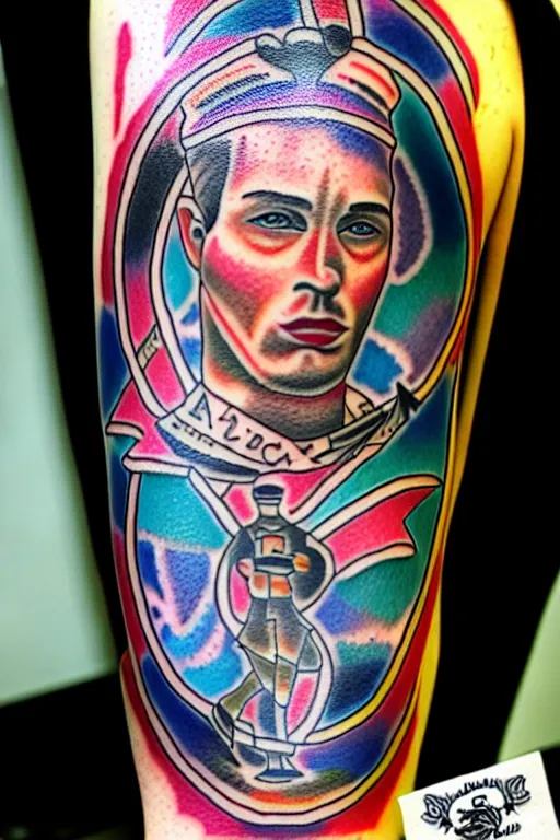 Image similar to American traditional tattoo of a sailor by Tony BLUEARMS