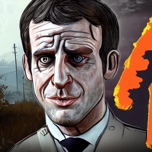 Prompt: screenshot of emmanuel macron as a character in dead by daylight video game