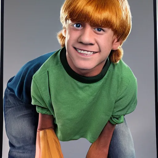 Image similar to a hyper realistic award winning yearbook photo of shaggy from scooby - doo