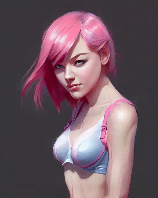 Prompt: portrait of gwen stacy wearing pink bra, attractive, casual, digital painting, artstation, concept art, smooth, sharp focus, illustration, art by artgerm and greg rutkowski and sakimichan