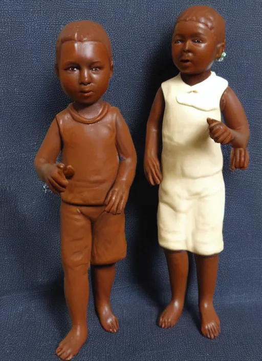 Prompt: Image on the store website, eBay, Full body, highly detailed 80mm resin figure of children, brown skin