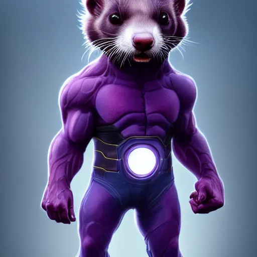 Prompt: a anthropomorphic ferret is thanos, hyperdetailed, artstation, cgsociety, 8 k