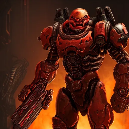 Image similar to doom slayer from doom eternal, photography