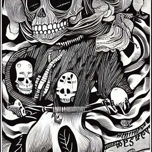 Image similar to illustration, mcbess rutkowski 💀