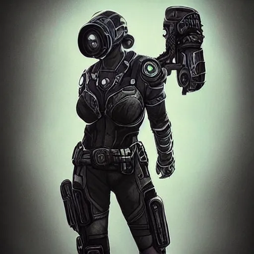 Image similar to “character concept art, full body, cyberpunk, farmer, artgerm, artstation, gears of war”