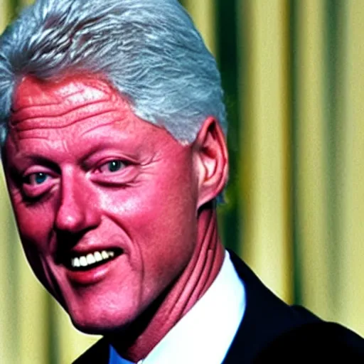 Prompt: realistic photo of bill clinton wearing a blue dress,