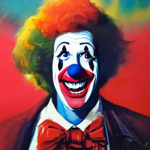 Image similar to photorealistic picture, by bob peak and alex ross, humfrey the clown movie poster, gouache and wash paints, fine details, fine intricate, fine facial proportionate, fine body proportionate, fine fix broken line, fine fix duplicate line, fine background proportionate, smooth focus, sharp details, bokeh, 4 k, fine 5 k details