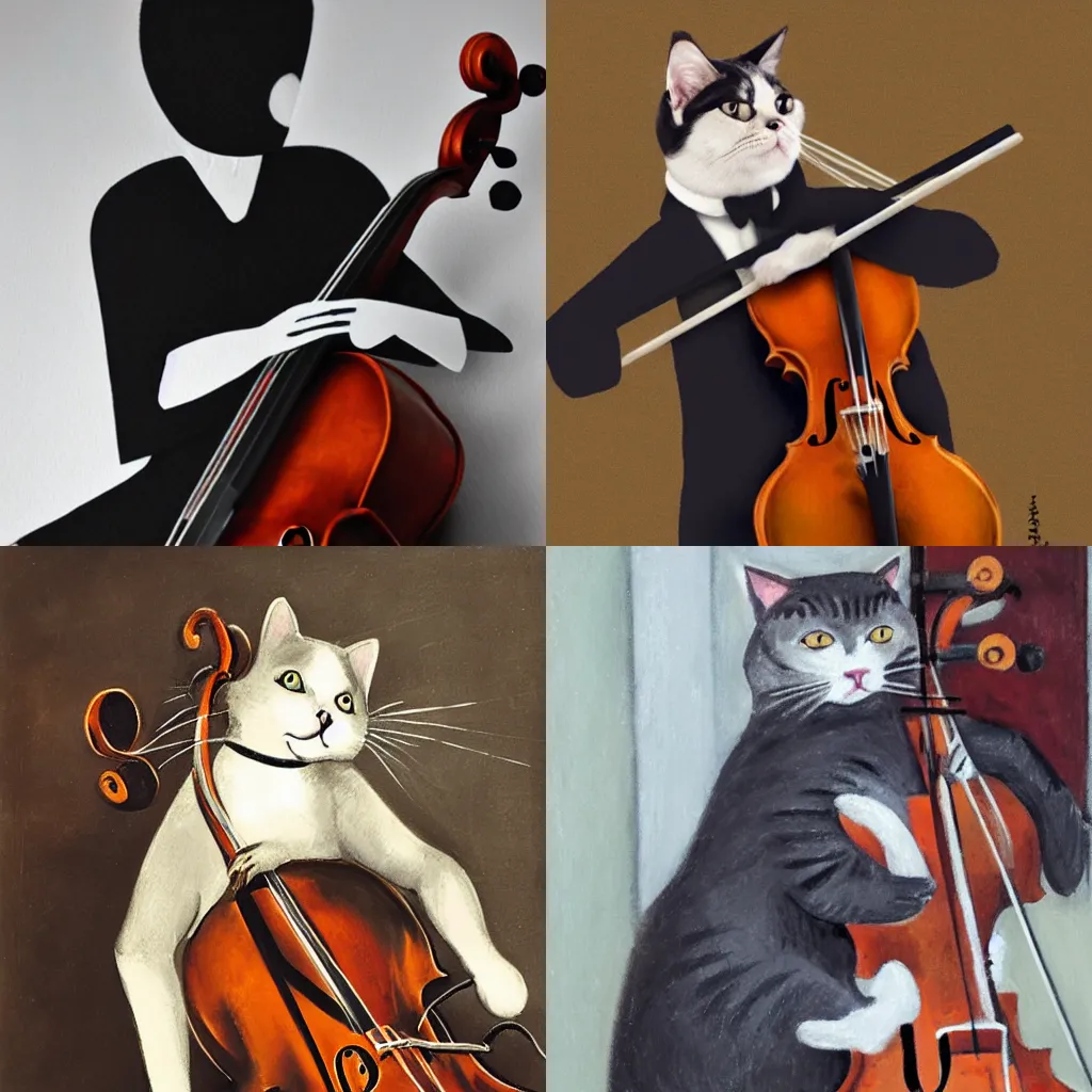 Prompt: a cat playing a cello
