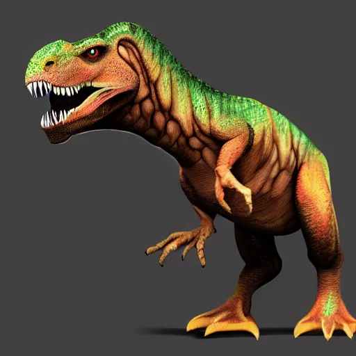 Image similar to trex with mouse teeth and mouse ears, fully body rendering