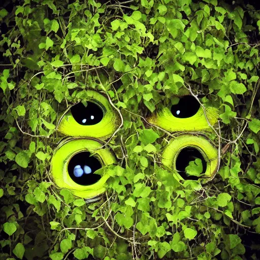 Image similar to giant eyes surrounded by blooming vines