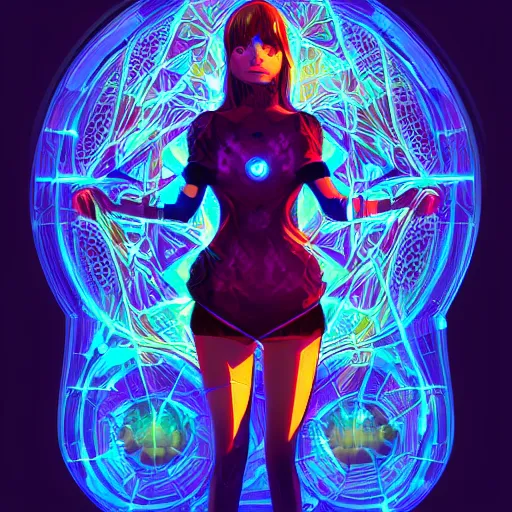 Image similar to skill magic geek inside matrix deepdream radiating a glowing aura stuff loot legends stylized digital illustration video game icon artstation lois van baarle, ilya kuvshinov, rossdraws,