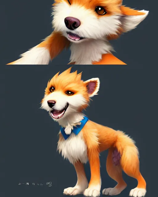 Image similar to character concept art of a cute young male anthropomorphic furry dog | | cute - fine - face, pretty face, key visual, realistic shaded perfect face, fine details by stanley artgerm lau, wlop, rossdraws, james jean, andrei riabovitchev, marc simonetti, and sakimichan, trending on artstation