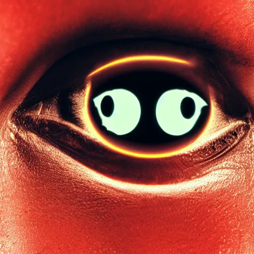 Image similar to a man with red glowing eyes