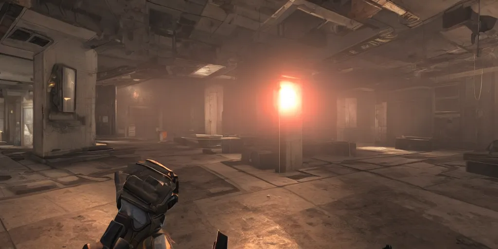 Image similar to still frame from the video game half life 3, award - winning, stunningly realistic, volumetric lighting, coherent, no artifacts, cinematic, atmospheric, studio quality