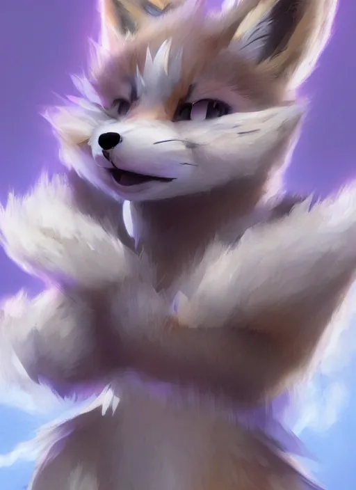 Prompt: a really cute fluffy fox furry character, pastel texture, matte painting hyperpop portrait trending on pixiv