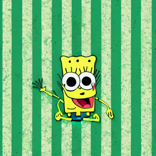 Image similar to Spongebob in green color scheme