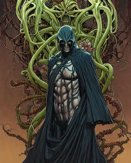 Prompt: the platonic ideal of flowers and roots of cletus kasady ultimate carnage dementor doctor doom gorgon chtulu nazgul, charybdis, medusa detailed, intricate, hyperrealism, intense, scary, decay, dmt, art by brock hofer and artgerm, moebius, greg rutkowski, alphonse mucha