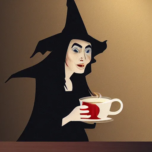 Image similar to witch conjuring a cup of coffee