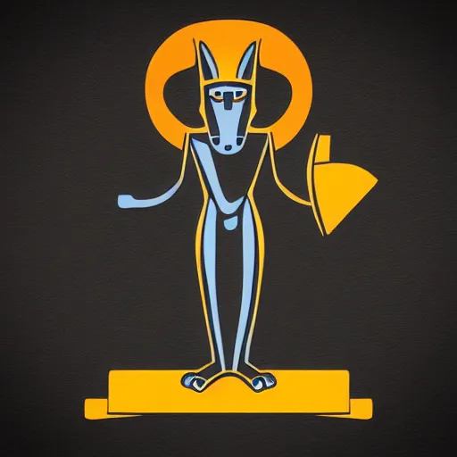 Image similar to a cute anubis god, digital art, iconic icon, 2 d vector logo, cartoon