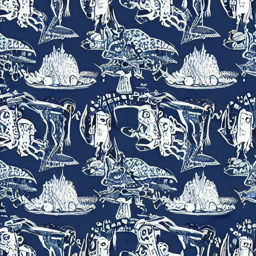 Image similar to willow pattern of aliens