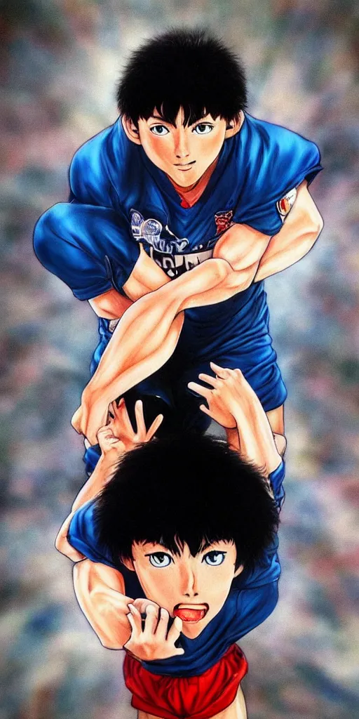 Prompt: captain tsubasa in real life, hyperrealism, photography, posing