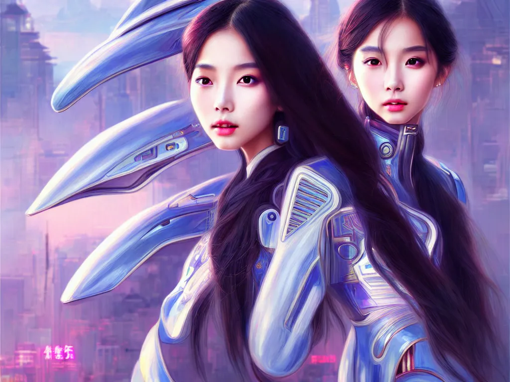 Image similar to portrait angelababy, futuristic hong kong police uniform girl, at future neon light rooftop, ssci - fi and fantasy, intricate and very very beautiful and elegant, highly detailed, digital painting, artstation, concept art, smooth and sharp focus, illustration, art by tan zi and ayanamikodon and alphonse mucha and wlop