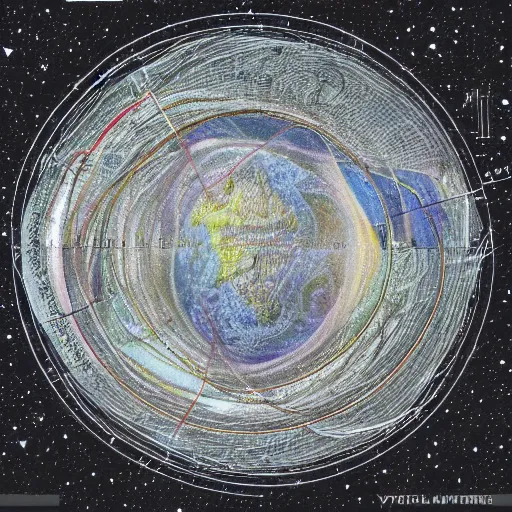 Image similar to hyperrealistic map of the universe drawn by extraterrestrial beings