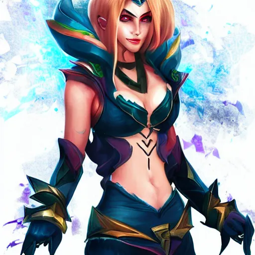 Image similar to Cara Delavigne in League of Legends. Digital Art