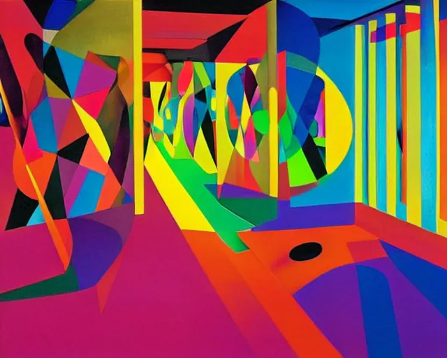 Image similar to Colorful liminal space by Salvador Dali, shiny floors, minimalist, stunning, light and shadows, horror