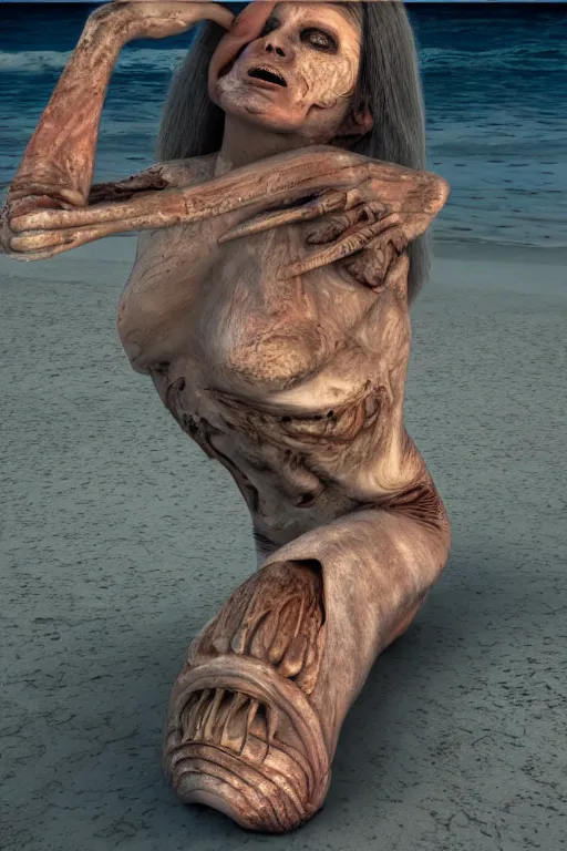 Image similar to beach blanket bingo, body horror, h.r. Giger, octane render