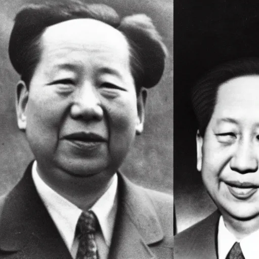 Image similar to A photo of Winnie the Pooh with Mao Zedong