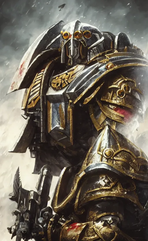 Image similar to warhammer 40k Emperor of Mankind, half-length portrait, <perfect beautiful face>, long hair, illustration, fine details, cinematic, highly detailed, octane render