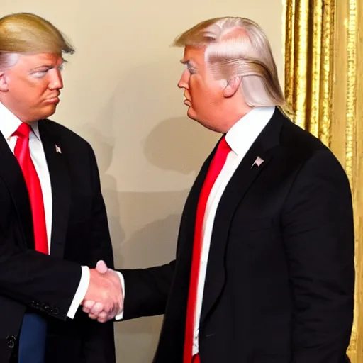 Image similar to anderson cooper and donald trump shaking hands