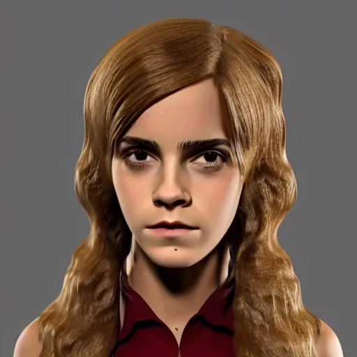 Image similar to emma watson as hermione granger transforming into a curvaceous cheetah woman, 3 d render