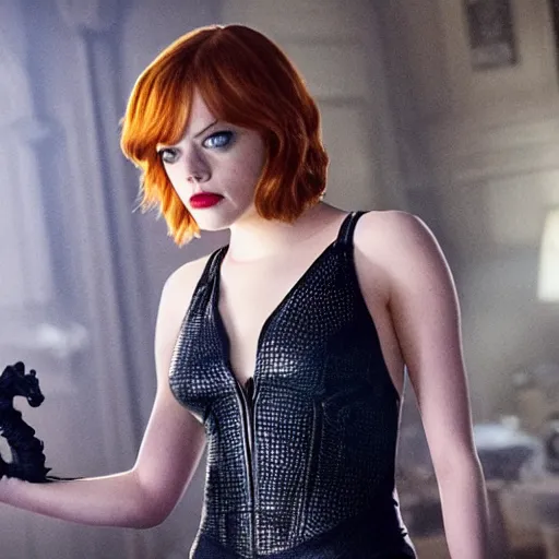 Image similar to Emma Stone as Ghost Spider in the Marvel Cinematic Universe