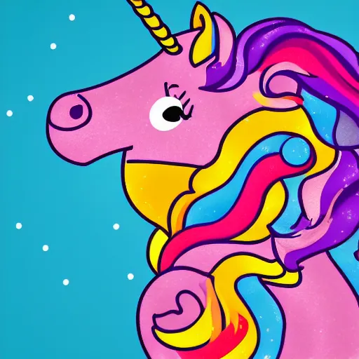 Prompt: a unicorn with sprinkles flowing around it