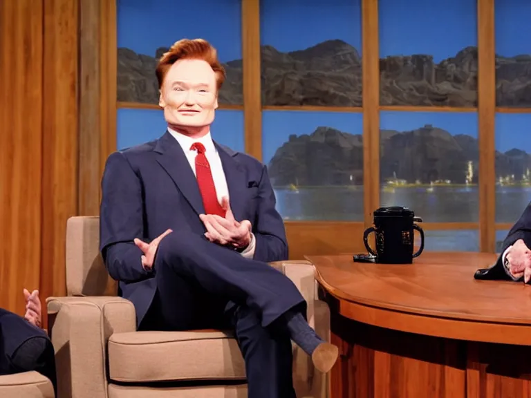 Image similar to Conan O’Brian interviewing George Washington; Late Night with Conan O'Brien