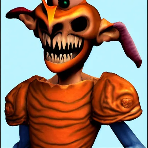 Prompt: yearbook photo of Daniel from Medievil, rendered in PS1 graphics