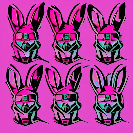 Image similar to cyberpunk pink easter bunnyas the leader of a futuristic communist nation, cybernetics, sharp lines, digital, artstation, colored in