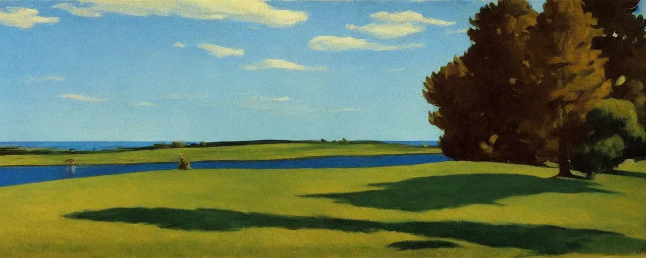 Image similar to an edward hopper style painting of ( ( ( ( ( ( ( ( balatonfured, a resort town in veszprem county, in hungary ) ) ) ) ) ) ) ), late - spring, may of 1 9 4 8
