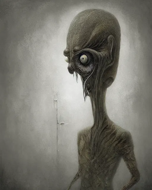 Image similar to a surreal painting of a strange creature by anton semenov