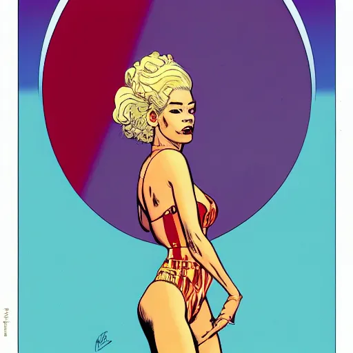 Image similar to rita ora retro minimalist portrait by jean giraud, moebius starwatcher comic, 8 k