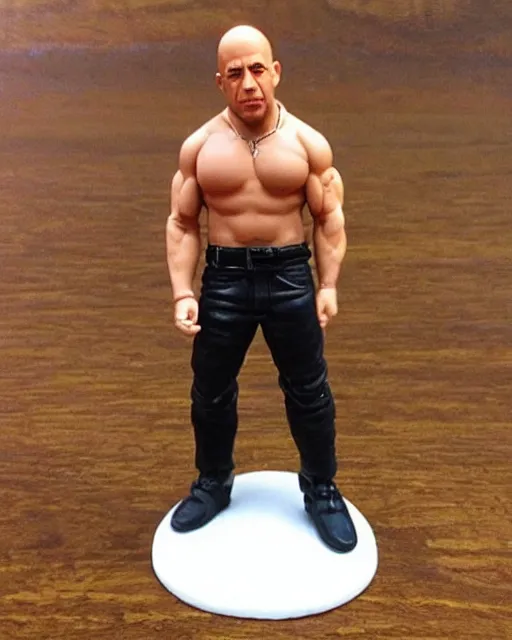 Image similar to a cute little plastic chibi statuette of vin diesel, ebay listing, product picture, advertisement, thumbnail
