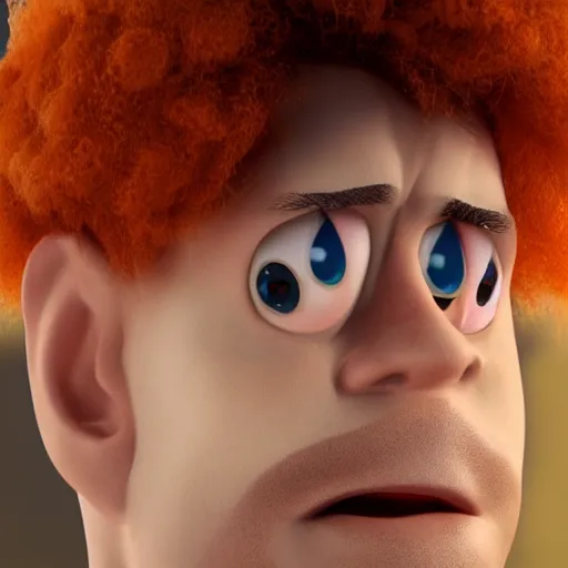 Prompt: 3 d render of curly orange hair men as a pixar 2 0 2 2 movie poster, smooth, intricate, octane, reflects, ultra detailed, sharp focus, symmetry